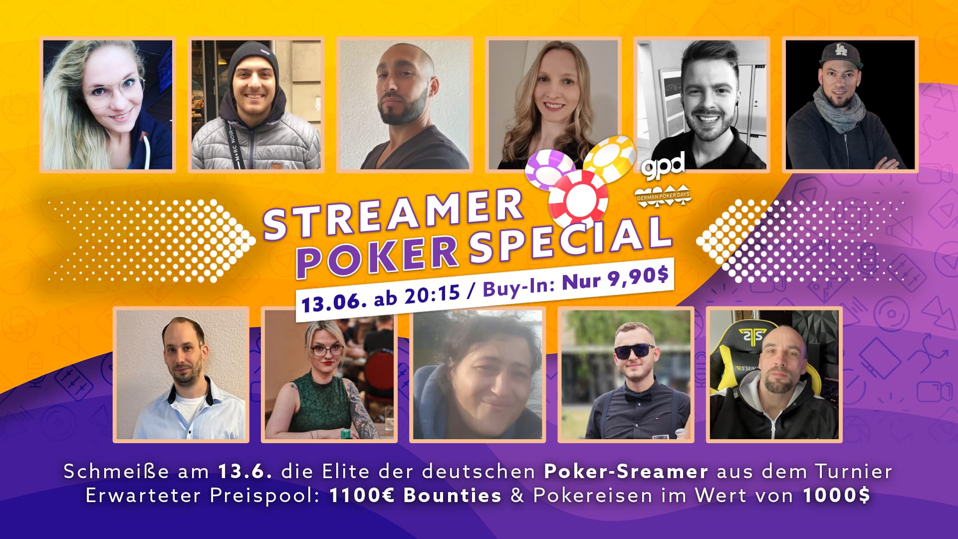 Streamer Poker Special – erwarteter Preispool über 1000€ + zusätzlich 1100€  Bounties