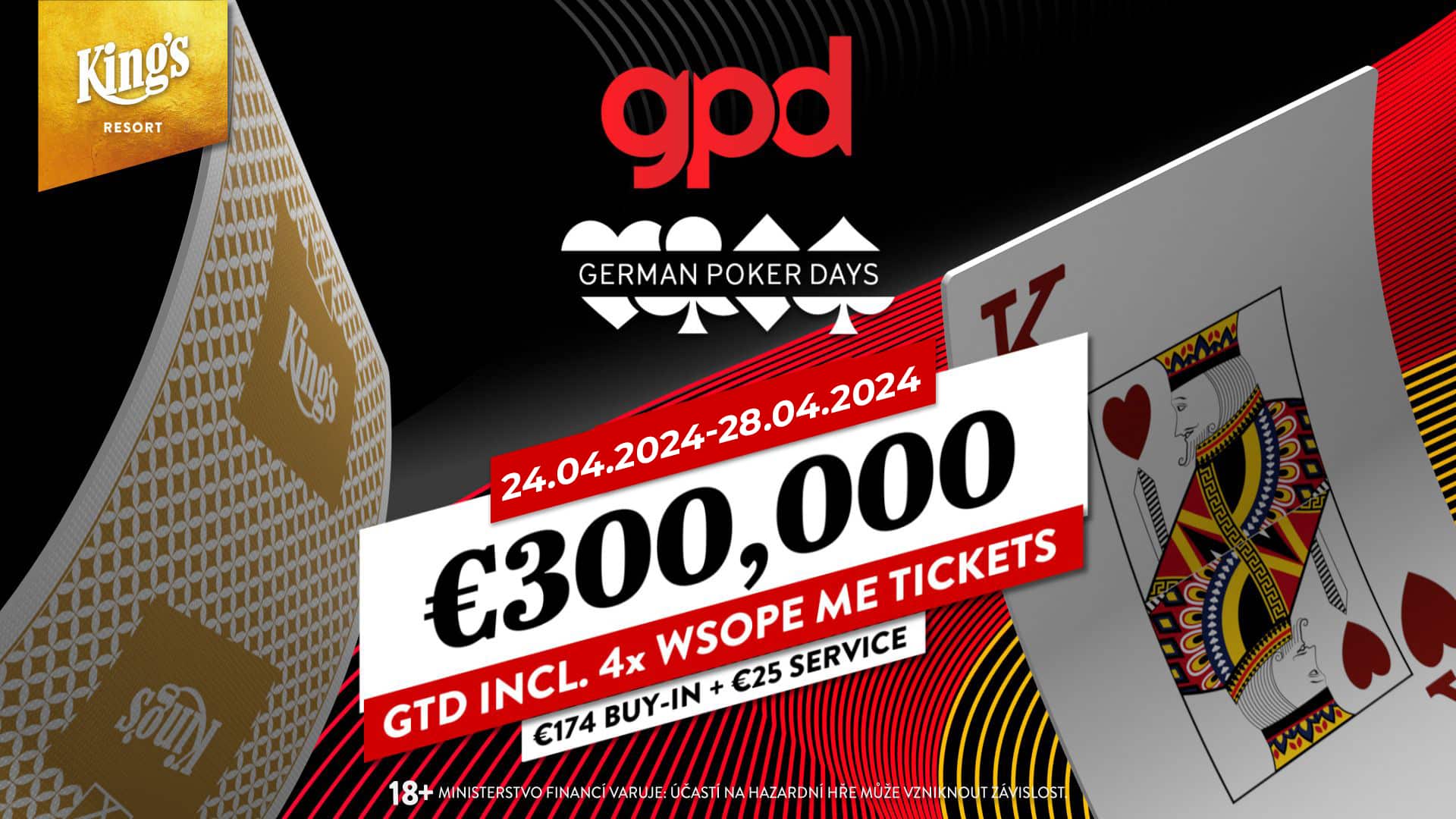 GERMAN POKER DAYS FESTIVAL APRIL 2024 – 300.000€ PREISPOOL GARANTIERT (POKERREISE / POKERTRIP)