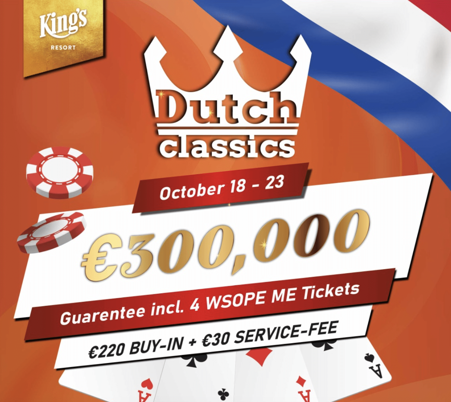 Dutch Classic Oktober 2023 – 300.000€ Preispool garantiert (Poker-Reise)